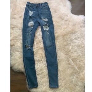 High Rise, Stretchy, Ripped Skinny Jeans